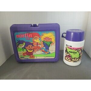 VTG Adopt a Norfin Troll Lunchbox W/ Thermos 1992 Purple